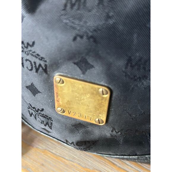 Vintage MCM Bag Black Nylon with Leather Trim Visetos Drawstring Bucket Bag - Picture 3 of 15